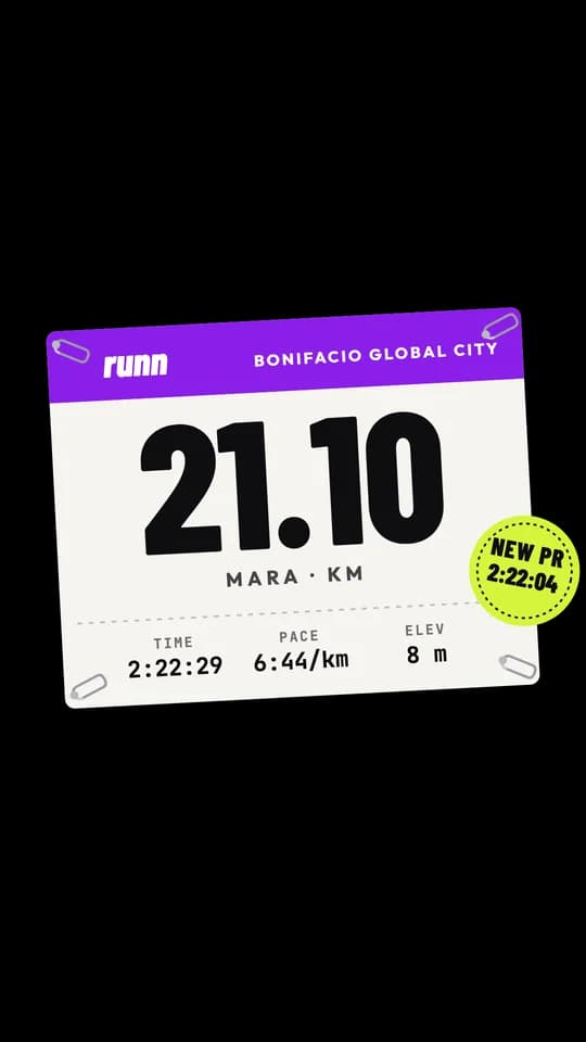 Bib share card with distance and finish time