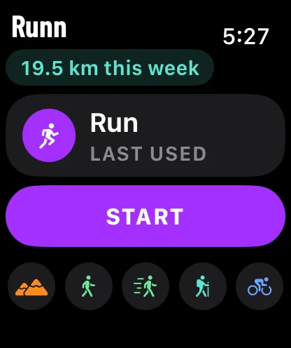 Pick an activity on Runn for Apple Watch