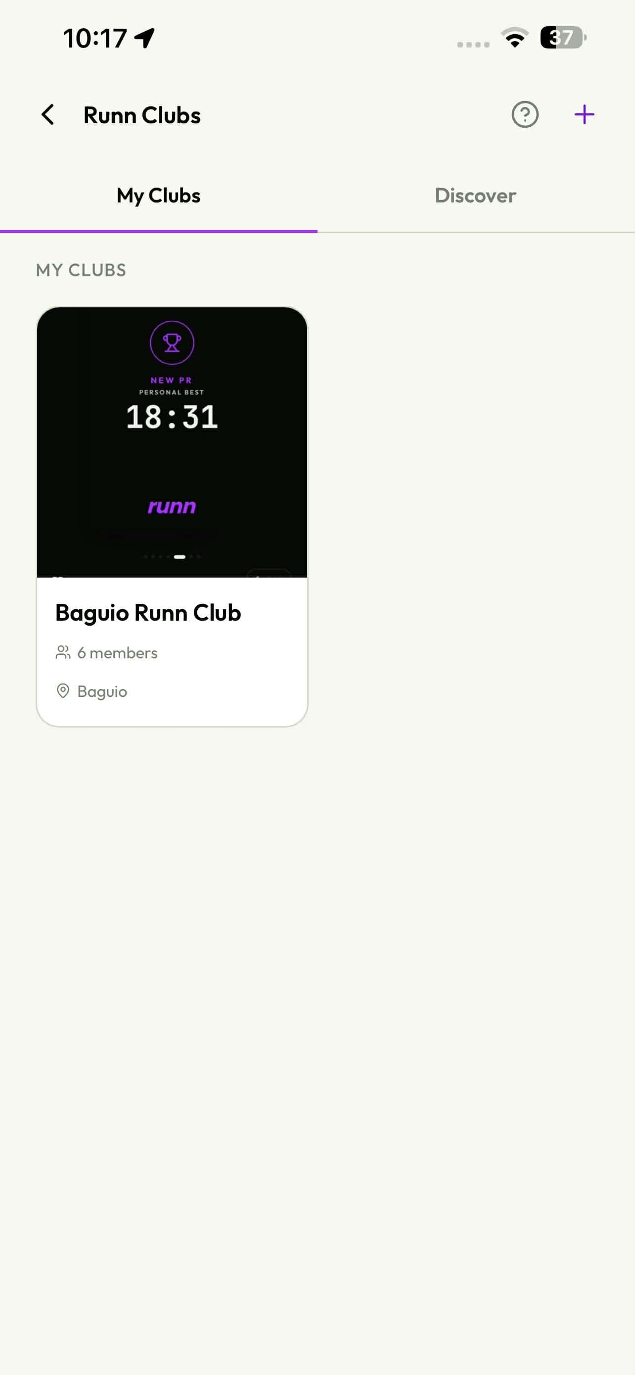 My Runn Clubs list