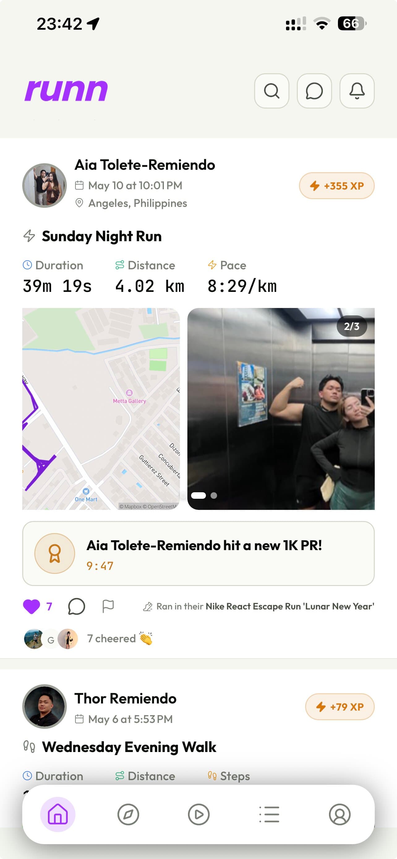 Community feed with runs from people you follow