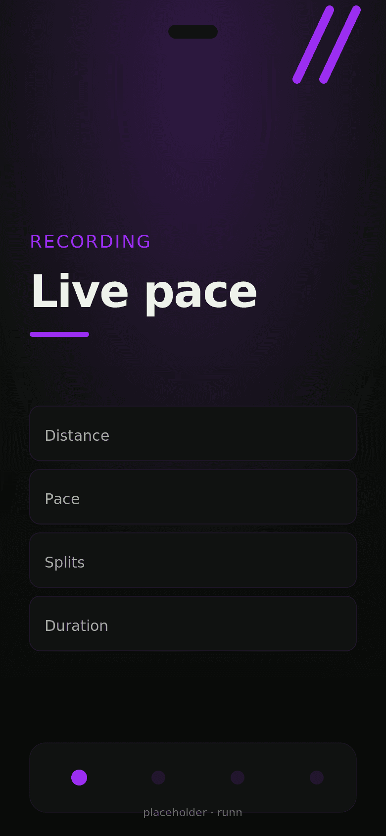 Runn live-recording screen