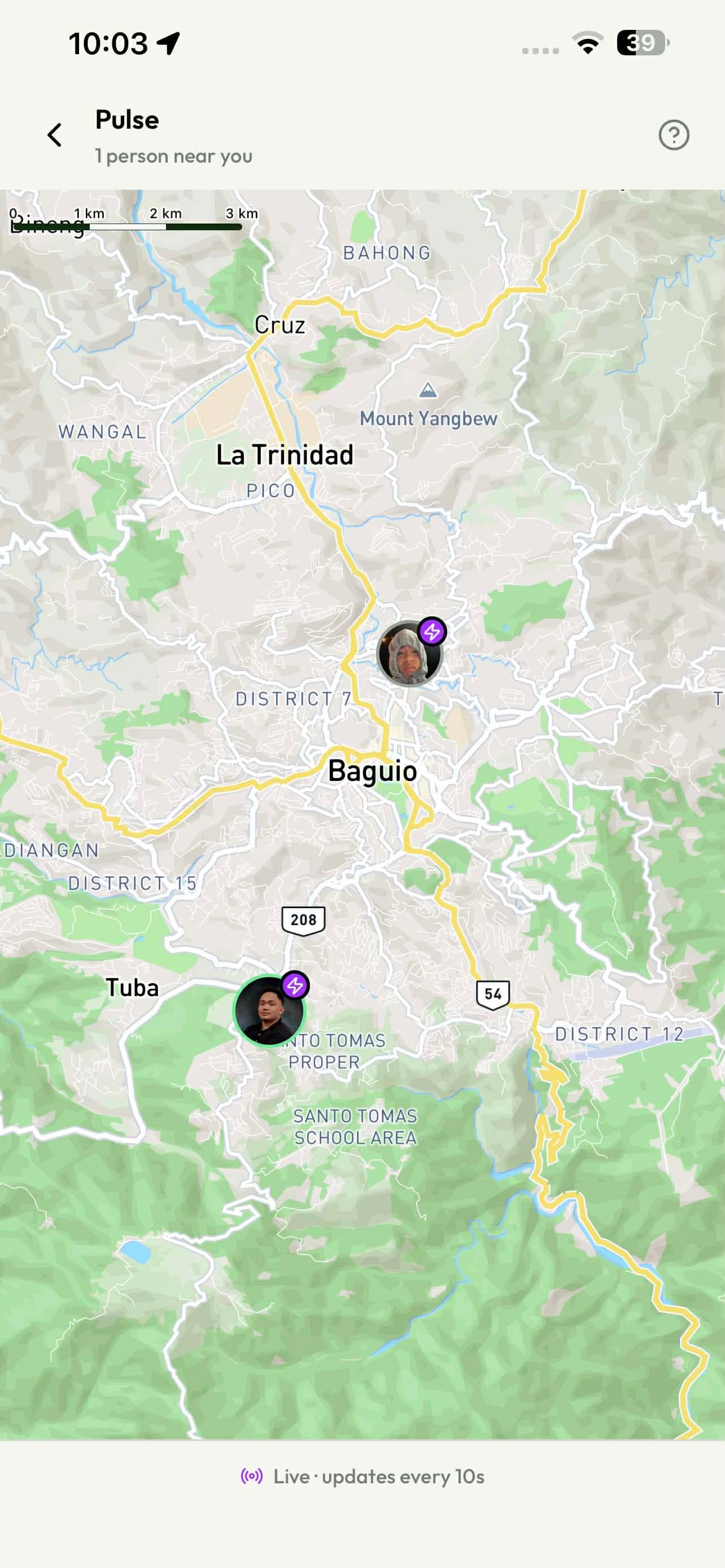 Pulse map showing nearby runners in your city