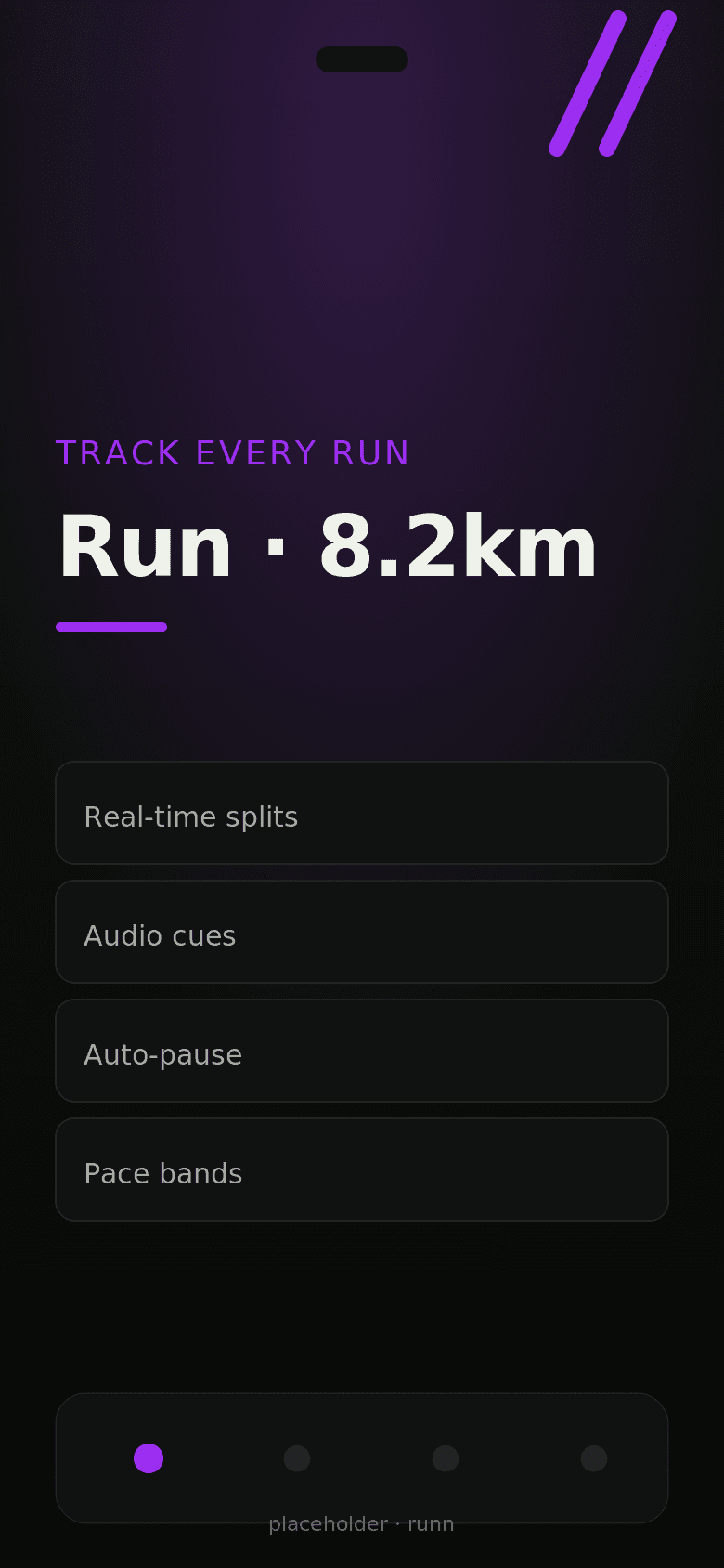Runn live tracking screen